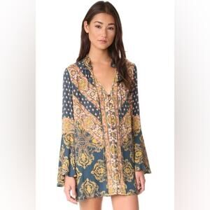 Free People Magic Mystery Bell Sleeve Oversized Tunic Top Dress in Navy Size XS